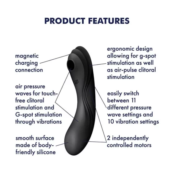 Satisfyer Curvy Trinity 4. vibrátor, léghullámos csiklóizgatóval (fekete)