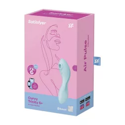   Satisfyer Curvy Trinity 5. vibrátor, léghullámos csiklóizgatóval (kék) (APP-os)