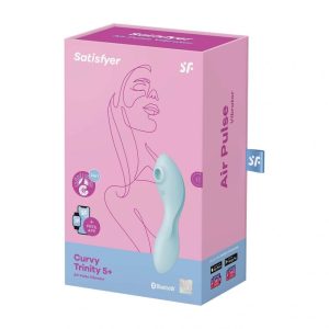 Satisfyer Curvy Trinity 5. vibrátor, léghullámos csiklóizgatóval (kék) (APP-os)