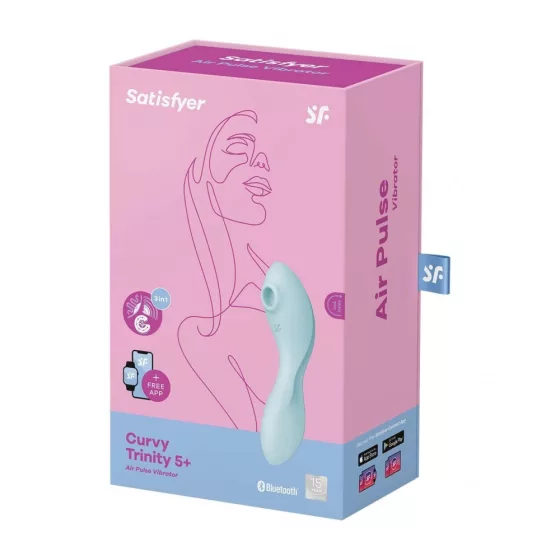 Satisfyer Curvy Trinity 5. vibrátor, léghullámos csiklóizgatóval (kék) (APP-os)