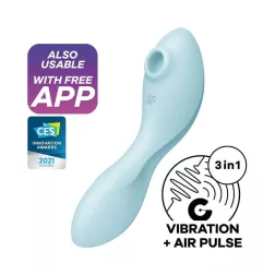   Satisfyer Curvy Trinity 5. vibrátor, léghullámos csiklóizgatóval (kék) (APP-os)