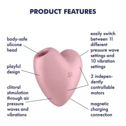   Satisfyer Cutie Heart léghullámos csiklóizgató, vibrációval (rózsaszín)