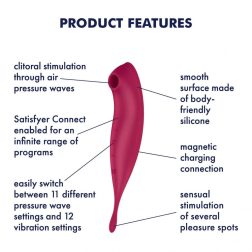   Satisfyer Twirling Pro+ léghullámos csiklóizgató, fókusz típusú vibrátorral (piros) (APP-os)
