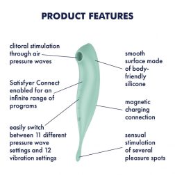   Satisfyer Twirling Pro+ léghullámos csiklóizgató, fókusz típusú vibrátorral (zöld) (APP-os)