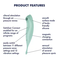   Satisfyer – Twirling Pro+ léghullámos csiklóizgató, fókusz típusú vibrátorral (zöld) (APP-os)