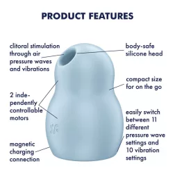   Satisfyer Pro To Go 1. léghullámos csiklóizgató, vibrációval (kék)