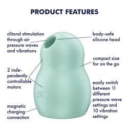   Satisfyer Pro To Go 1. léghullámos csiklóizgató, vibrációval (zöld).