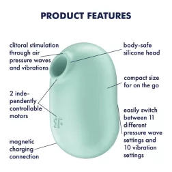   Satisfyer Pro To Go 2. léghullámos csiklóizgató, vibrációval (zöld)