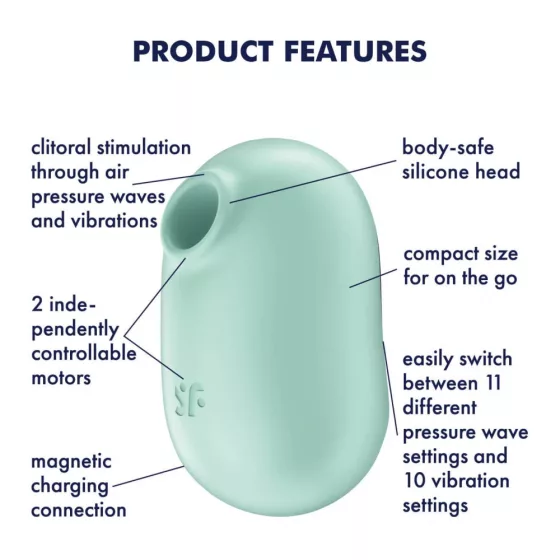 Satisfyer Pro To Go 2. léghullámos csiklóizgató, vibrációval (zöld)