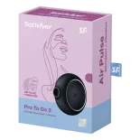   Satisfyer Pro To Go 3. léghullámos csiklóizgató, vibrációval (fekete).