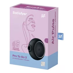   Satisfyer Pro To Go 3. léghullámos csiklóizgató, vibrációval (fekete).