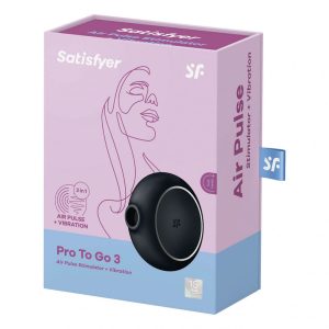 Satisfyer Pro To Go 3. léghullámos csiklóizgató, vibrációval (fekete)