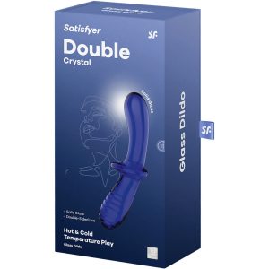 Satisfyer Double Crystal üveg dildó (kék)