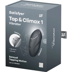   Satisfyer Tap & Climax 1. csiklóizgató, vibrációval, pulzációval (fekete)