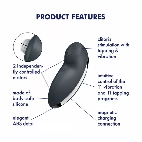 Satisfyer – Tap & Climax 2. csiklóizgató, vibrációval, pulzációval (szürke)