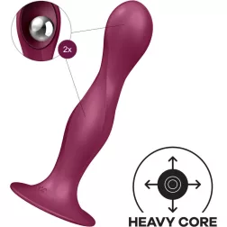   Satisfyer – Double Ball-R szilikon dildó belső ballasztgolyókkal (piros)