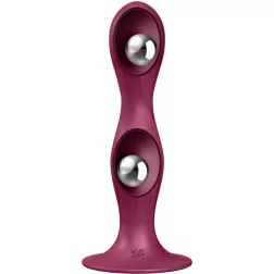  Satisfyer – Double Ball-R szilikon dildó belső ballasztgolyókkal (piros)