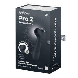   Satisfyer Pro 2. léghullámos csiklóizgató, vibrációval (fekete) (3. generációs) (APP-os)