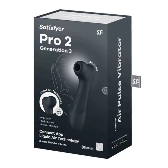 Satisfyer Pro 2. léghullámos csiklóizgató, vibrációval (fekete) (3. generációs) (APP-os)