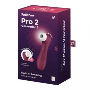 Satisfyer Pro 2. léghullámos csiklóizgató, vibrációval (bordó) (3. generációs)