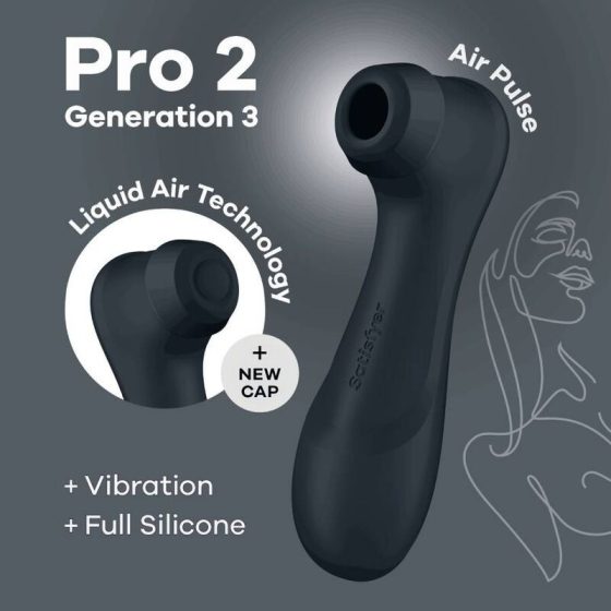 Satisfyer Pro 2. léghullámos csiklóizgató, vibrációval (fekete) (3. generációs)