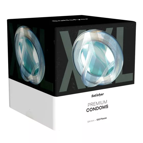 Satisfyer Premium Condoms 64. - 100 db egyedi méretű óvszer (64 mm - XXL méret).