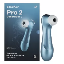   Satisfyer – Pro 2. léghullámos csiklóizgató (elemes, kék) (2. generációs)