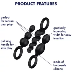   Satisfyer – Plugs Booty Call 3 darabos anál dildó szett (fekete)