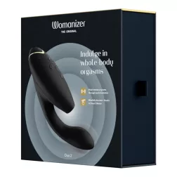   Womanizer – Duo 2. vibrátor léghullámos csiklóizgatóval (fekete)