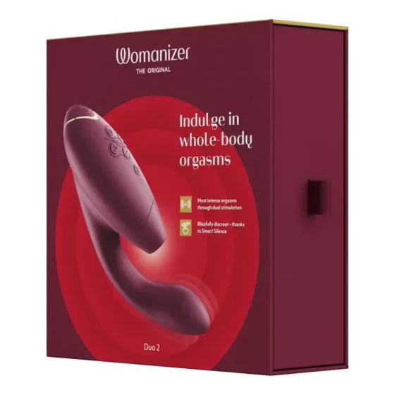 Womanizer Duo 2. vibrátor, léghullámos csiklóizgatóval (bordó)