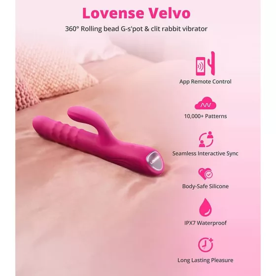 Lovense - Velvo okos klitoriszágas vibrátor, 360°-ban forgó gyöngysorral (APP-os)