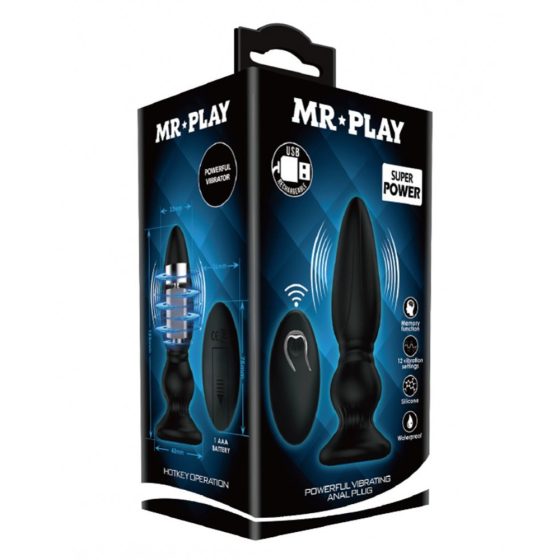 Mr. Play anál vibrátor távirányítóval (kúpos)