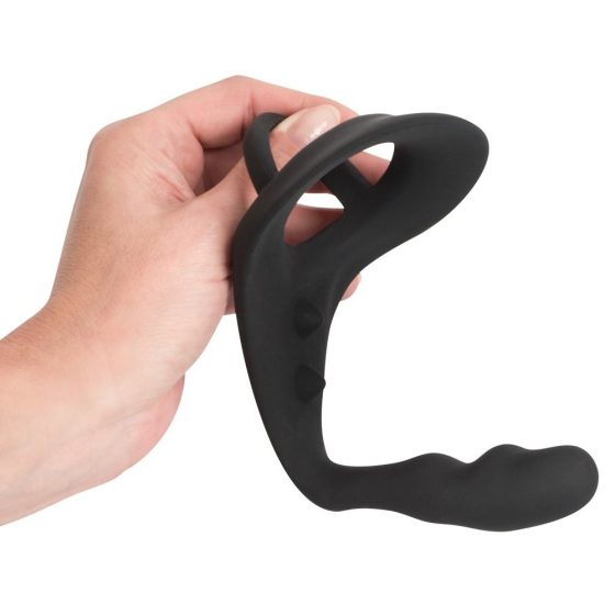 Black Velvet hullámos análdildó pénisz- és heregyűrűvel