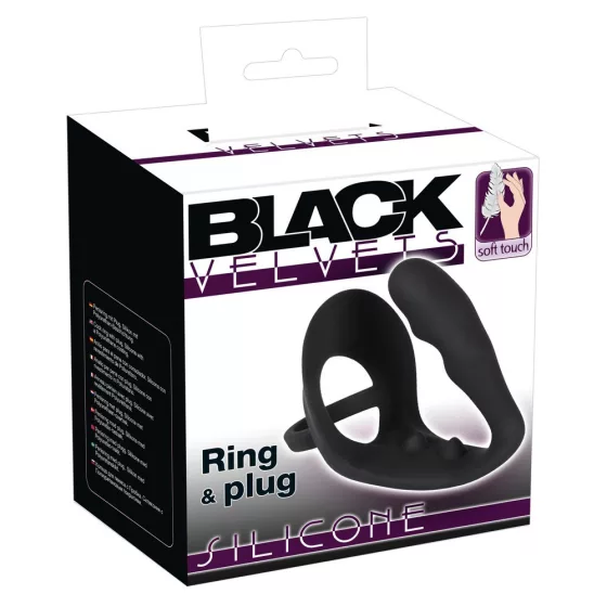 Black Velvet hullámos análdildó pénisz- és heregyűrűvel