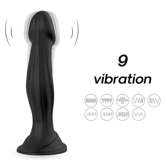 Optimus Black akkumulátoros vibrátor tapadótalppal (fekete)