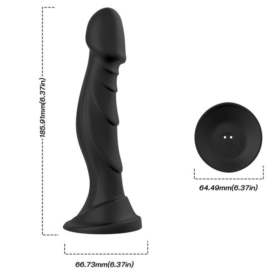 Optimus Black akkumulátoros vibrátor tapadótalppal (fekete)