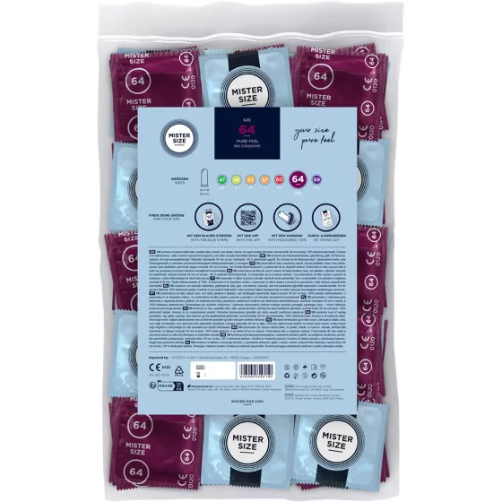 Mister Size – 64 - 100 db egyedi méretű, extra vékony óvszer (64 mm)