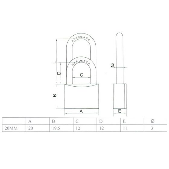 Acél lakat 20 mm