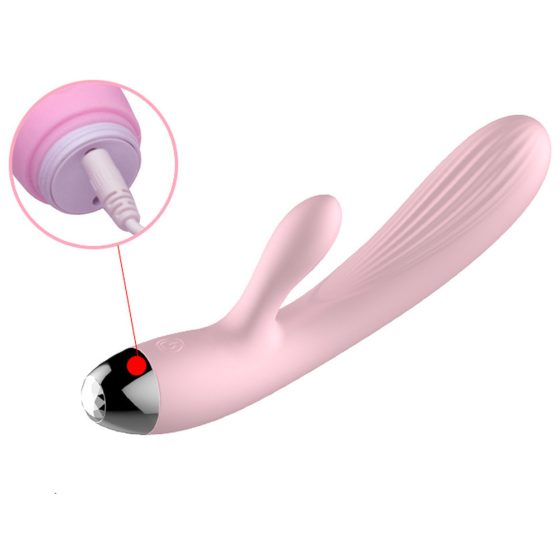 B-Series vibrátor/pulzátor, csiklóizgató ággal, melegítő funkcióval (rózsaszín)