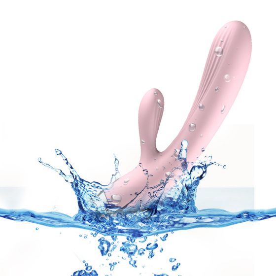 B-Series vibrátor/pulzátor, csiklóizgató ággal, melegítő funkcióval (rózsaszín)