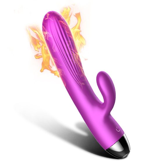 B-Series vibrátor/pulzátor, csiklóizgató ággal, melegítő funkcióval (lila)