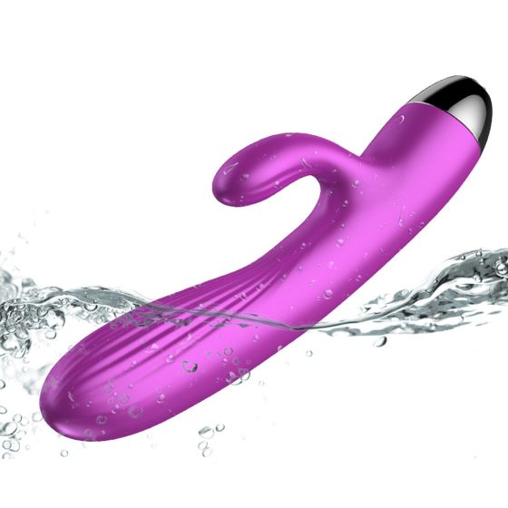 B-Series vibrátor/pulzátor, csiklóizgató ággal, melegítő funkcióval (lila)
