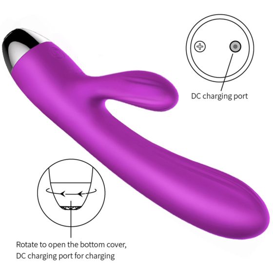 B-Series vibrátor/pulzátor, csiklóizgató ággal, melegítő funkcióval (lila)