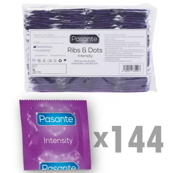 Pasante Intensity redőzött és rücskös felületű óvszer (144 db)