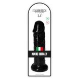 Italian Cock – tapadótalpas dildó (8,5", fekete)