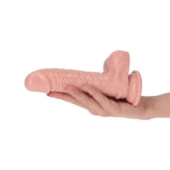 Italian Cock vastagított tapadókorongos dildó, herékkel (6" - világos bőrszín)