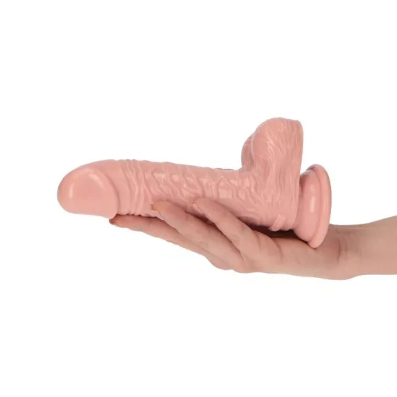 Italian Cock – vastagított tapadókorongos dildó herékkel (6", világos bőrszín)