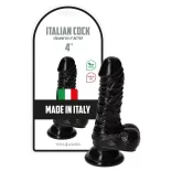   Italian Cock – tapadókorongos dildó herékkel (4", fekete)