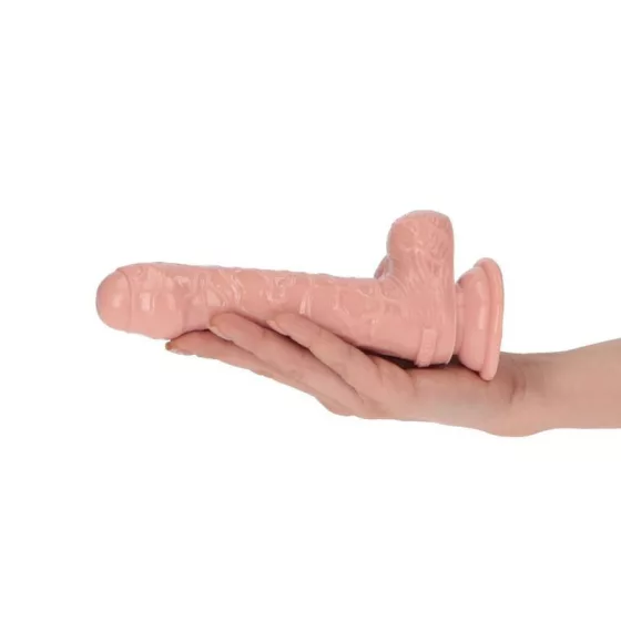 Italian Cock – tapadókorongos dildó herékkel (6", világos bőrszín)