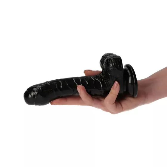 Italian Cock – tapadókorongos dildó herékkel (6", fekete)